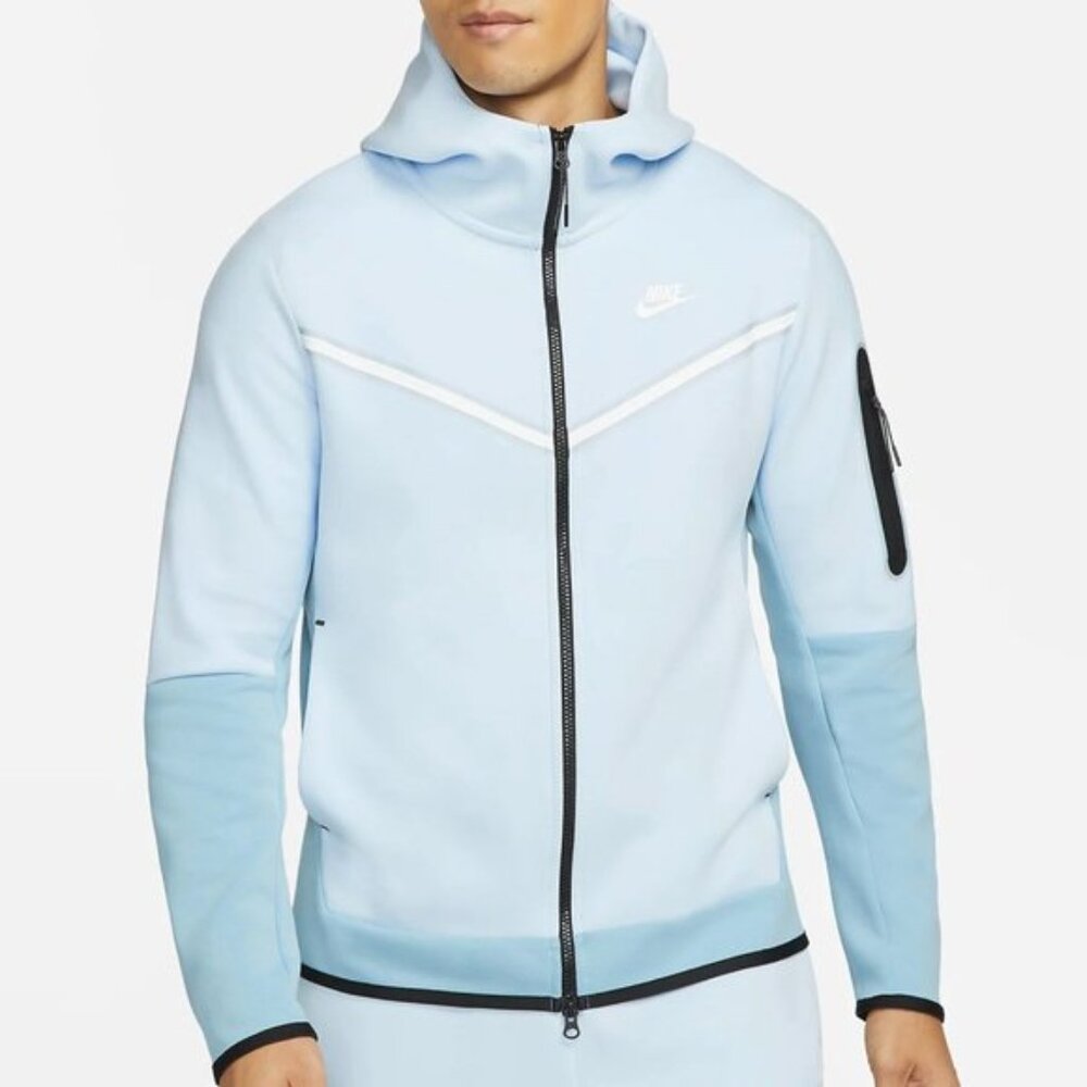 Nike Men's Sportswear Tech Fleece Full-Zip Hoodie CU4489, Sky Blue, Large Nike